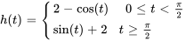 h(t) = {(2-cos(t), \ \ 0 le t lt pi/2),(sin(t)+2, t ge pi/2):}