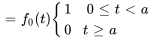 = f_0(t){(1, \ 0 le t lt a),(0, t ge a):}