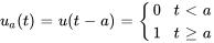 u_a(t)=u(t-a) = {(0,t lt a ),(1,t ge a ):}