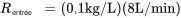 R_(&quot;entrée&quot;) = (0,1 &quot;kg/L&quot;)(8 &quot;L/min&quot;)