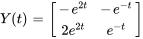 Y(t)=[(-e^(2t),-e^-t),(2e^(2t),e^-t)]