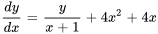 dy/dx=y/(x+1)+4x^2+4x