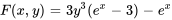 F(x,y)= 3y^3(e^x-3) -e^x