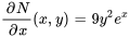 (delN)/(delx) (x,y) = 9y^2e^x