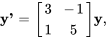 bb"y'"=[(3,-1),(1,5)]bb"y",