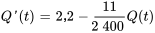 Q'(t)=2,2-11/2400Q(t)