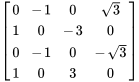 [(0,-1,0,sqrt(3)),(1,0,-3,0),(0,-1,0,-sqrt(3)),(1,0,3 ,0)]