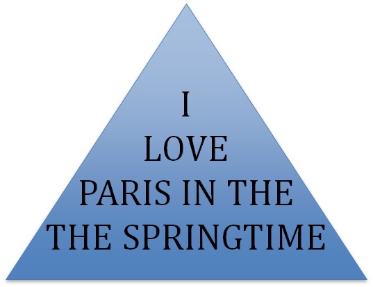 triangle with text inside that says "I LOVE PARIS IN THE THE SPRINGTIME"