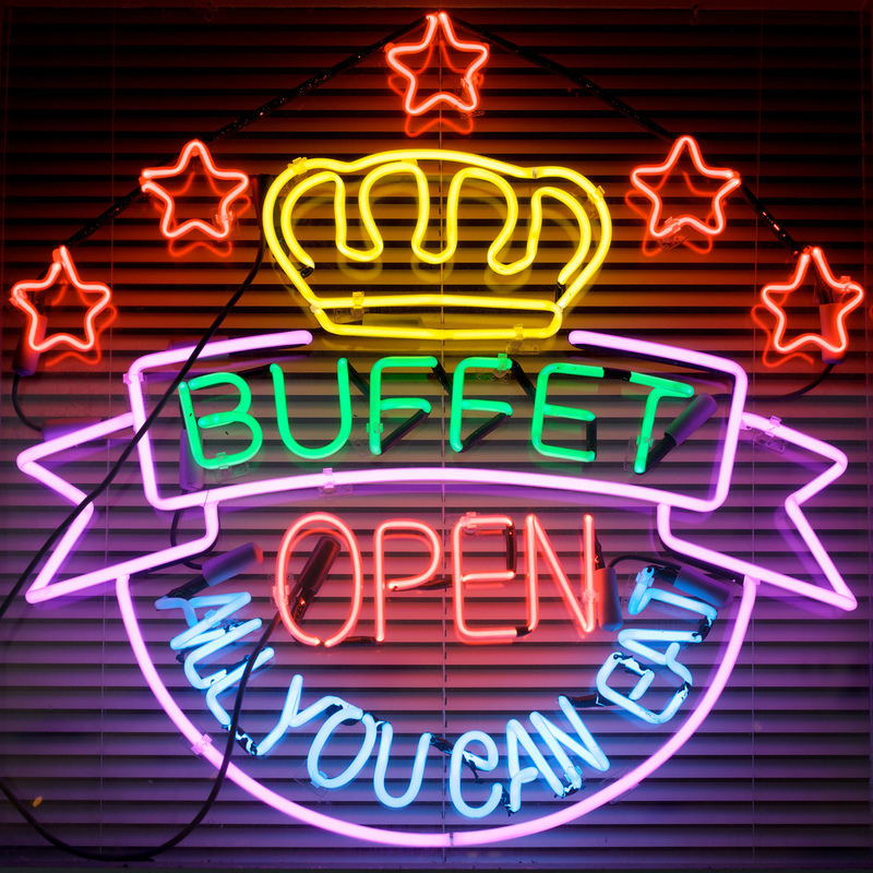photo of a neon buffet sign
