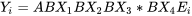 Y_{i} = A + B X_1 + B X_2 + B X_3 \cdot B X_4 E_{i}