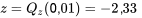 z=Q_z(0,01)=-2,33