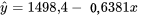 \hat{y}=1498,4-0,6381 x