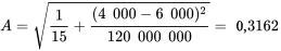 A=\sqrt{\frac{ 1}{ 15}+\frac{(4 000-6 000)^2}{120 000 000}}=0,3162
