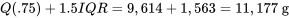 Q(0,75) + 1.5 E I = 9,614 + 1,563=11,177 \mathrm{~g}