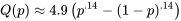 Q(p) \approx 4,9\left(p^{0,14} - (1 - p)^{0,14}\right)