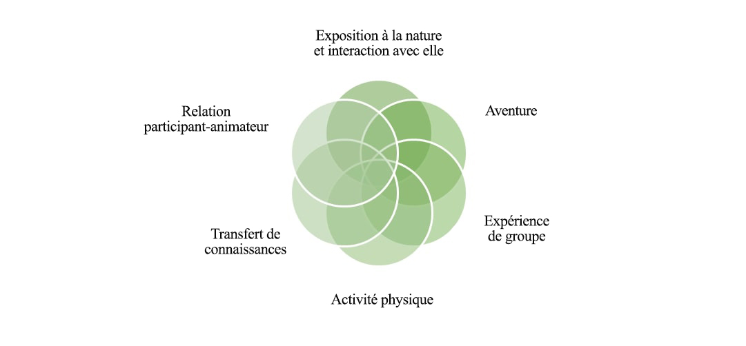 Six caractéristiques autour d’un cercle vert