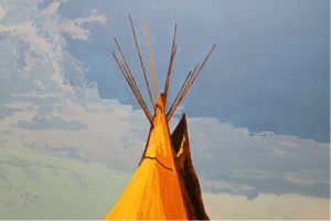 Tip of a Tipi against the sky