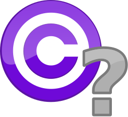 A copyright symbol and a question mark overlap each other.