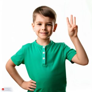 Child holding up three fingers