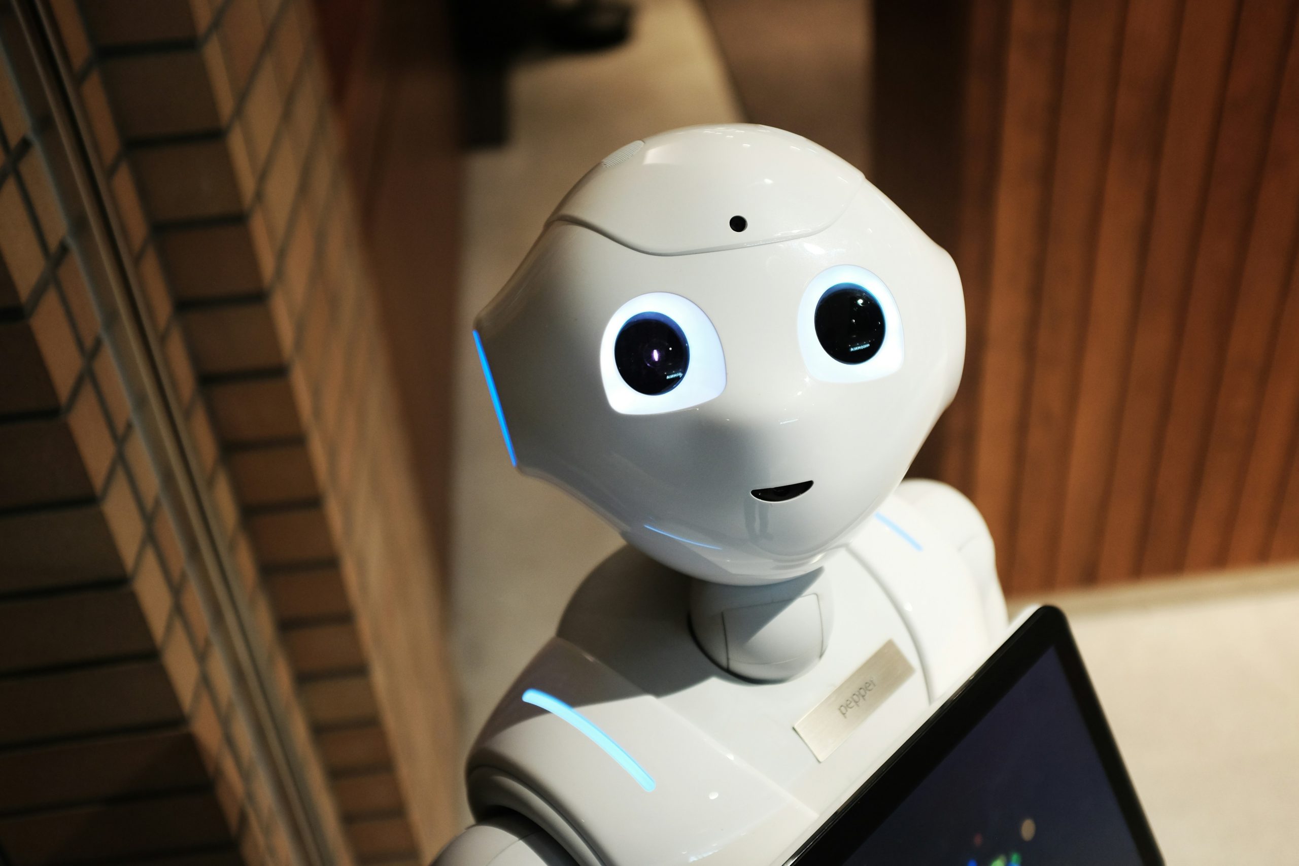Photo of a friendly white robot.
