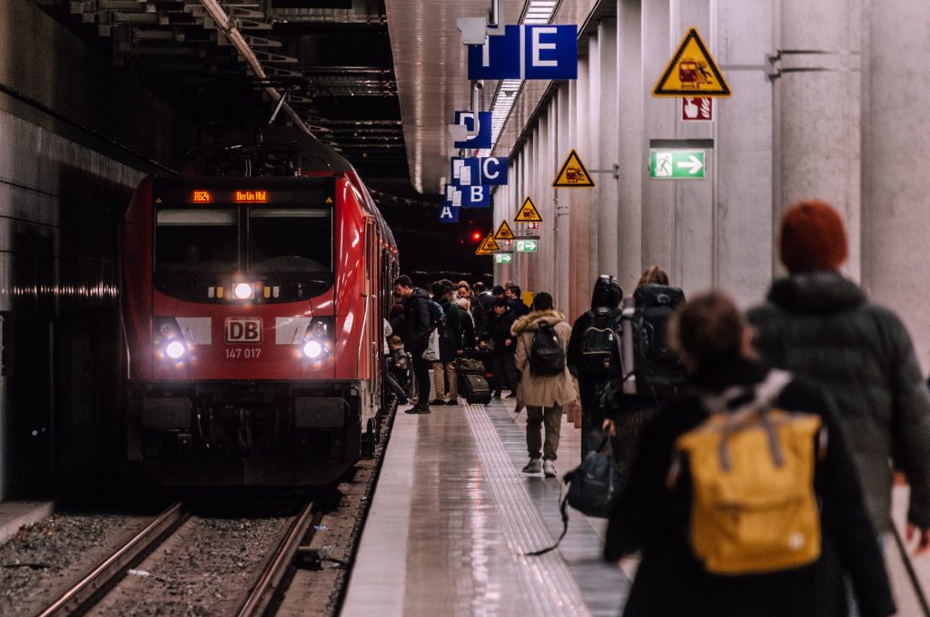 People boarding a local train.