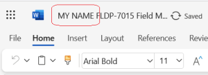 The title bar with MY NAME added indicated