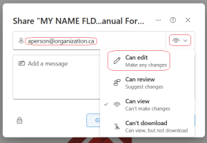 an email added into the email field and can edit option indicated