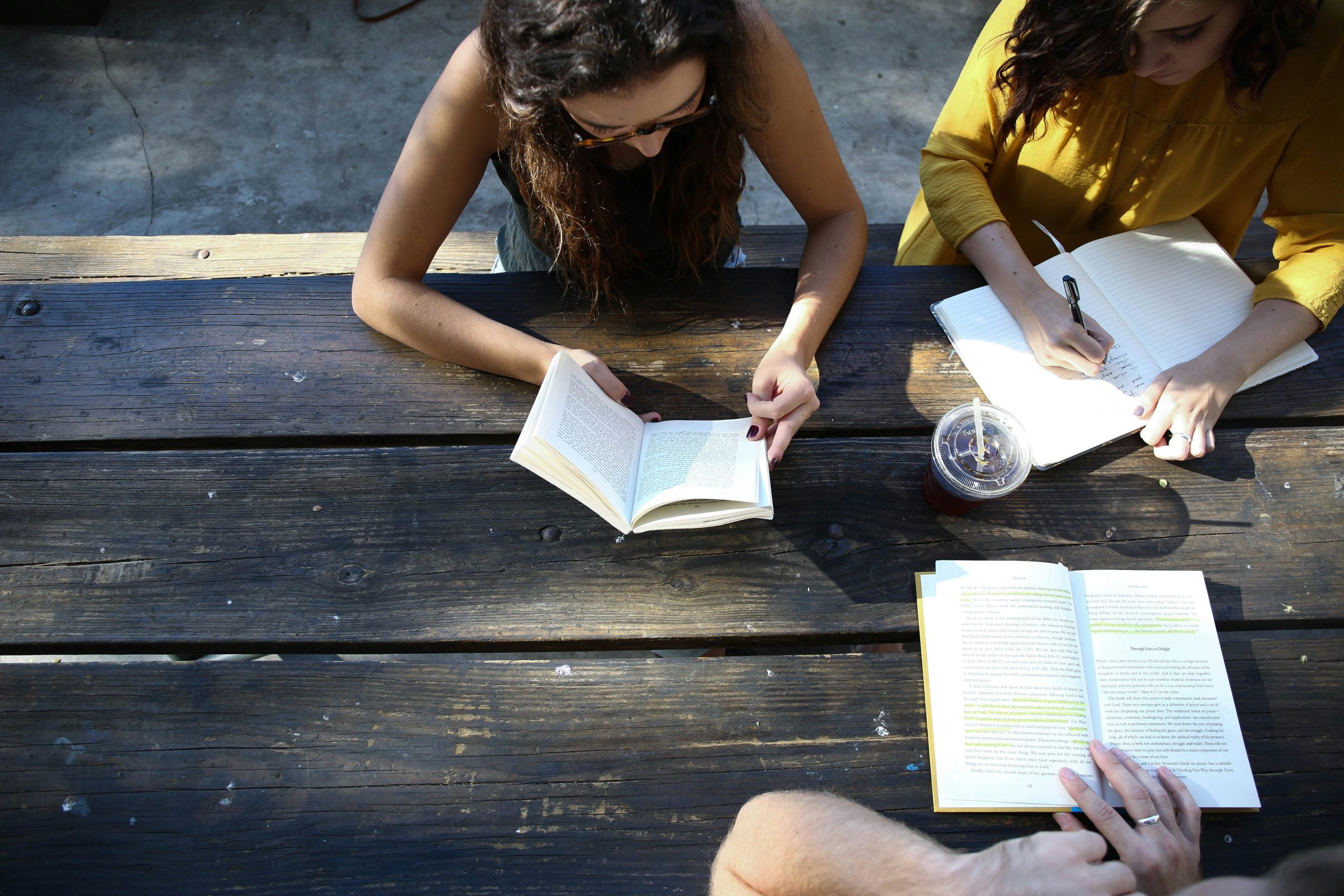 ECE students studying together outside.