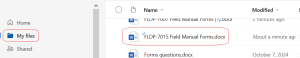 My files and a new file indicated