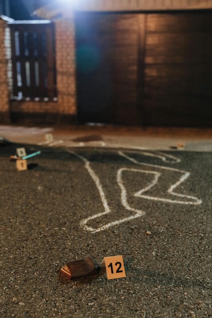 Crime scene with chalk outline