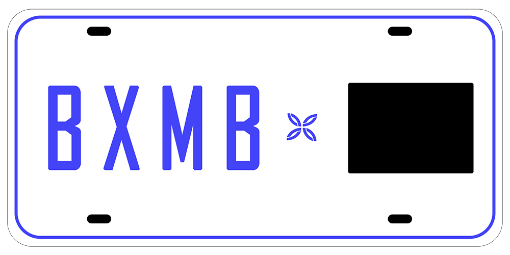 Image of a licence plate that reads 'BXMB ____'