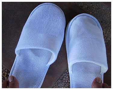 White slippers.