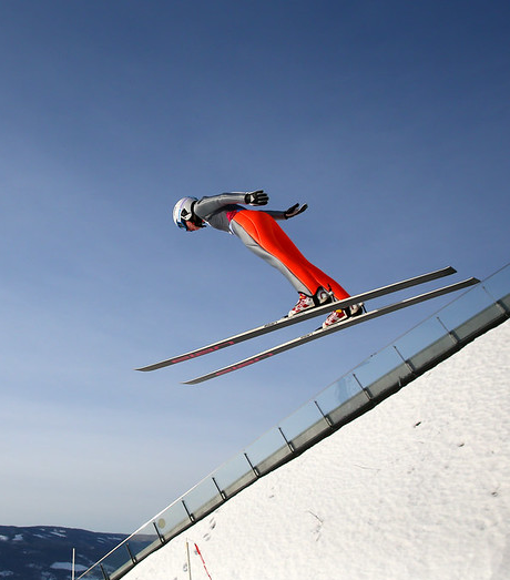A person ski jumping.