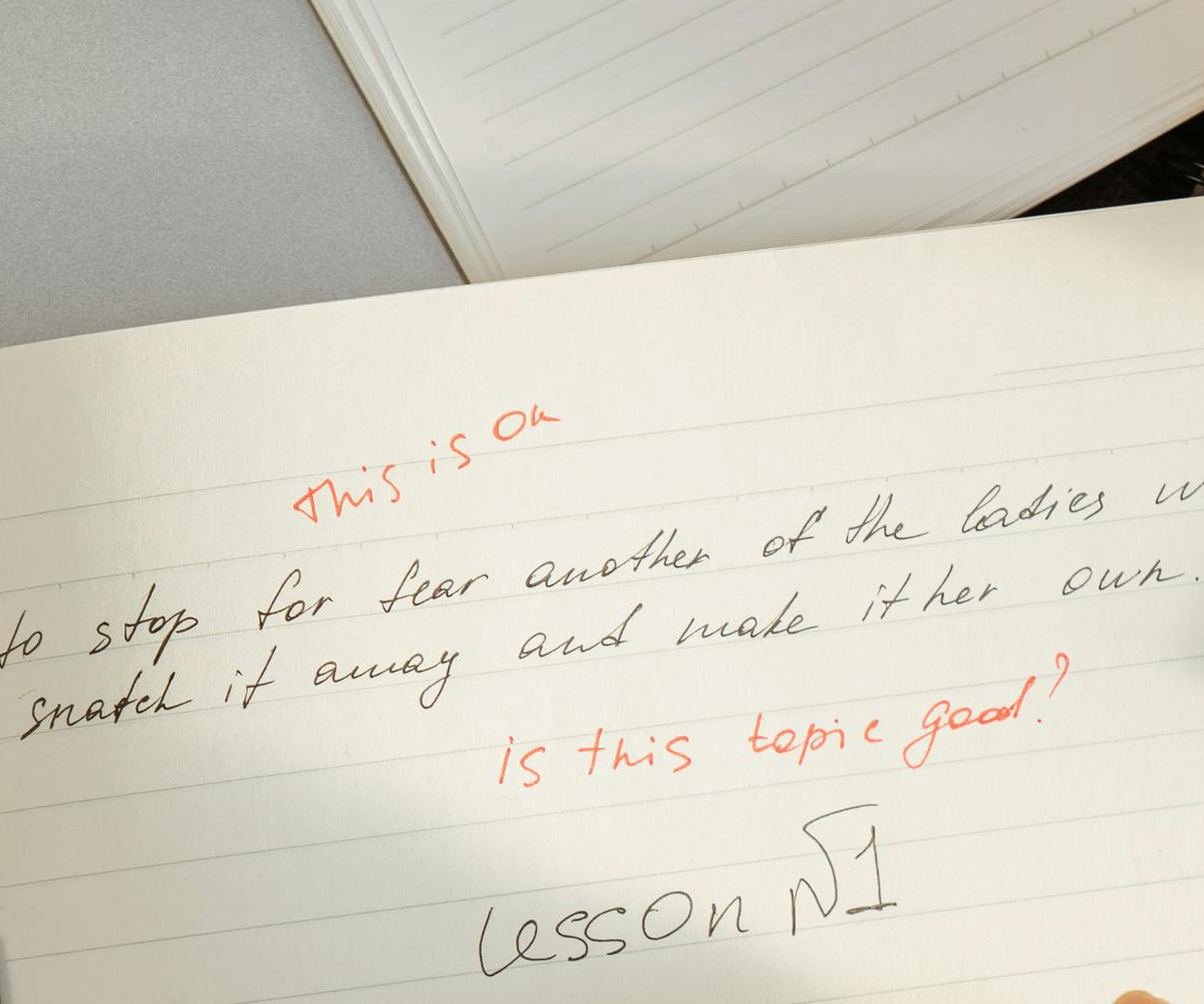 A teacher's written comments on student work.