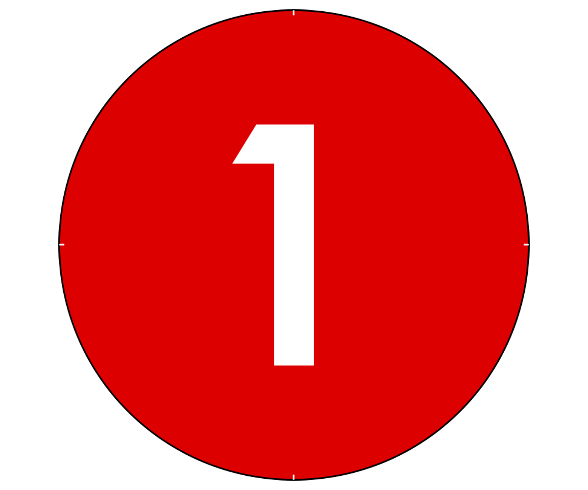 The number one in a red circle.