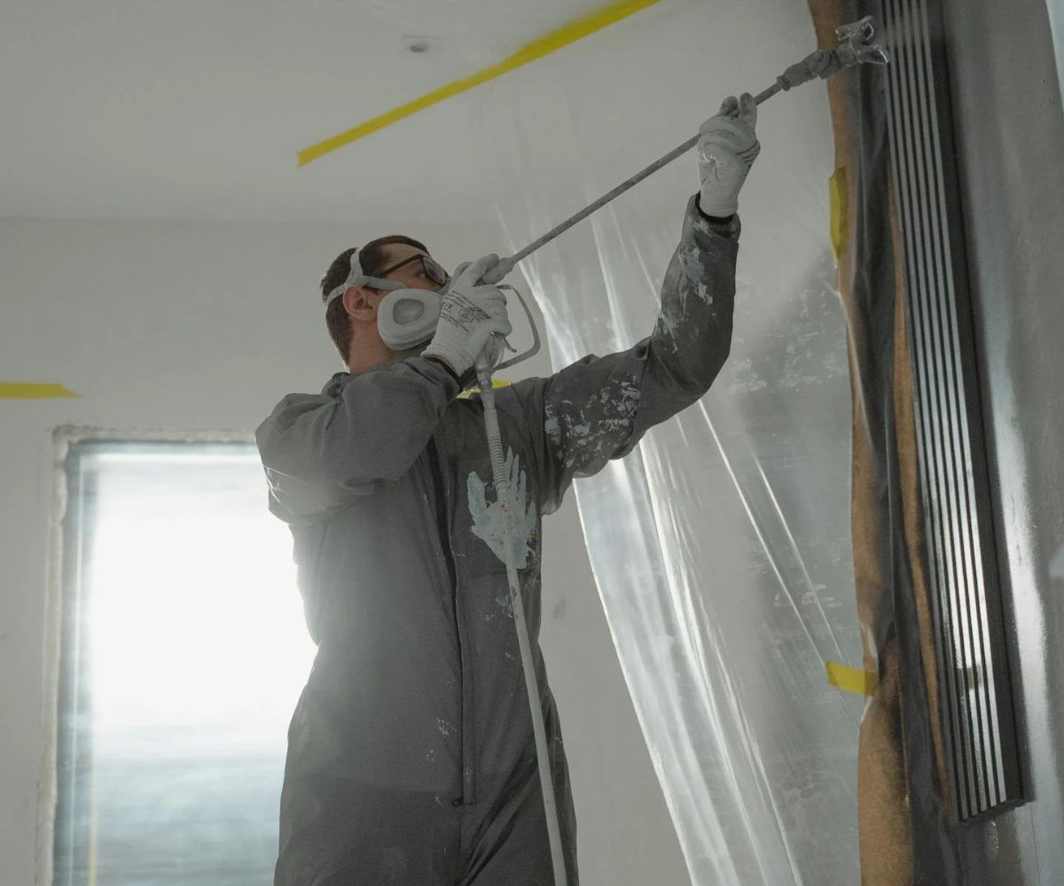 A person working on a home renovation.