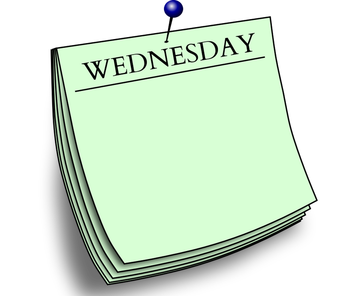 A daily calendar page that reads 'Wednesday.'