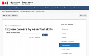 screenshot of Government of Canada Job Search website