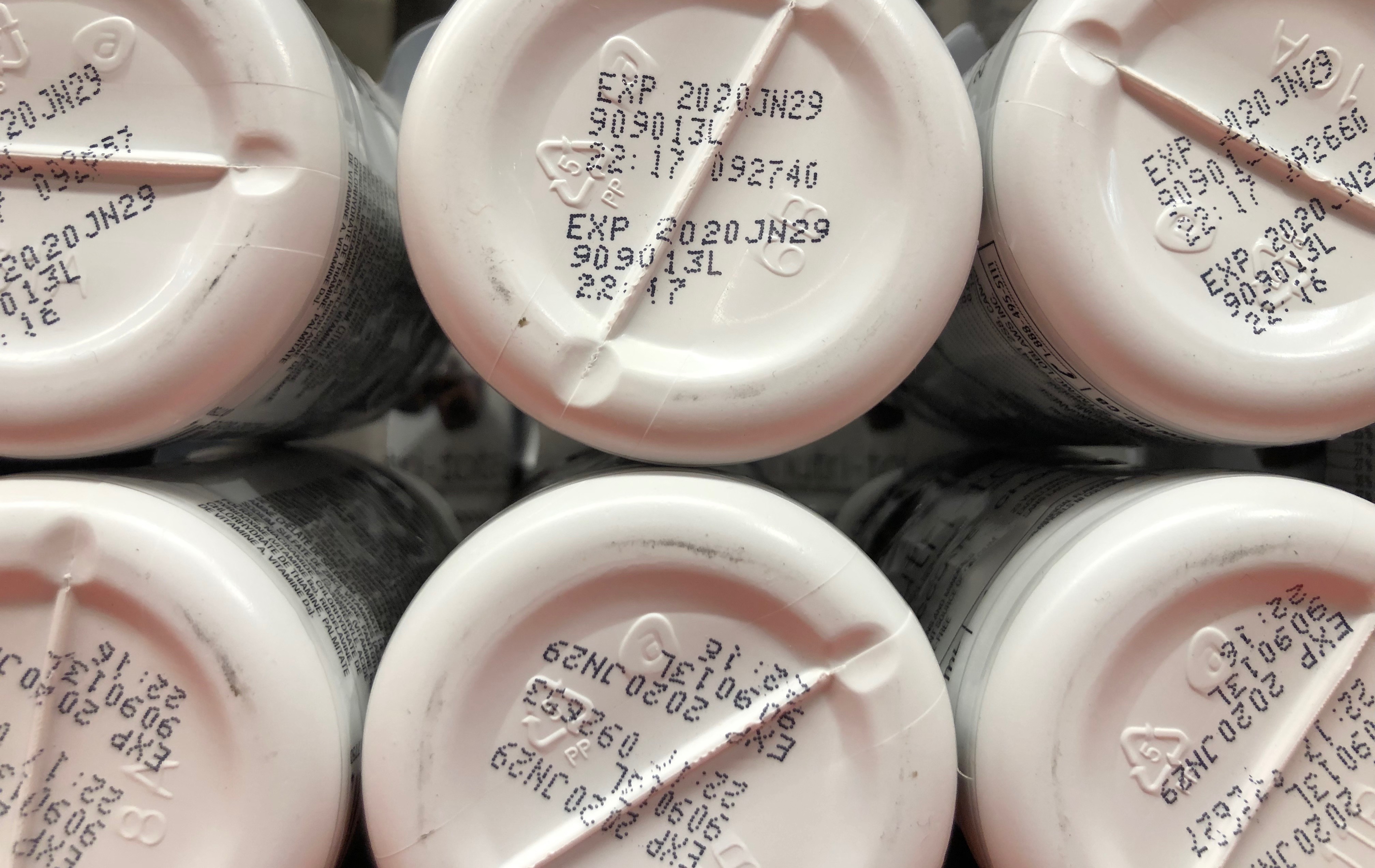 Expiry date on the bottom of a meal replacement bottle saying EXP 2020 JN29