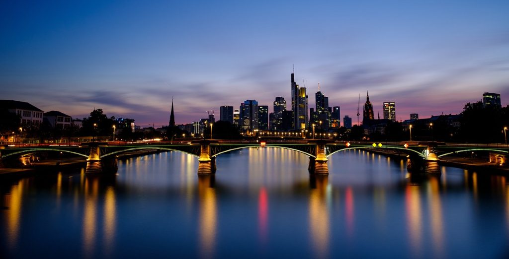 Frankfurt Bridge at night in Germany