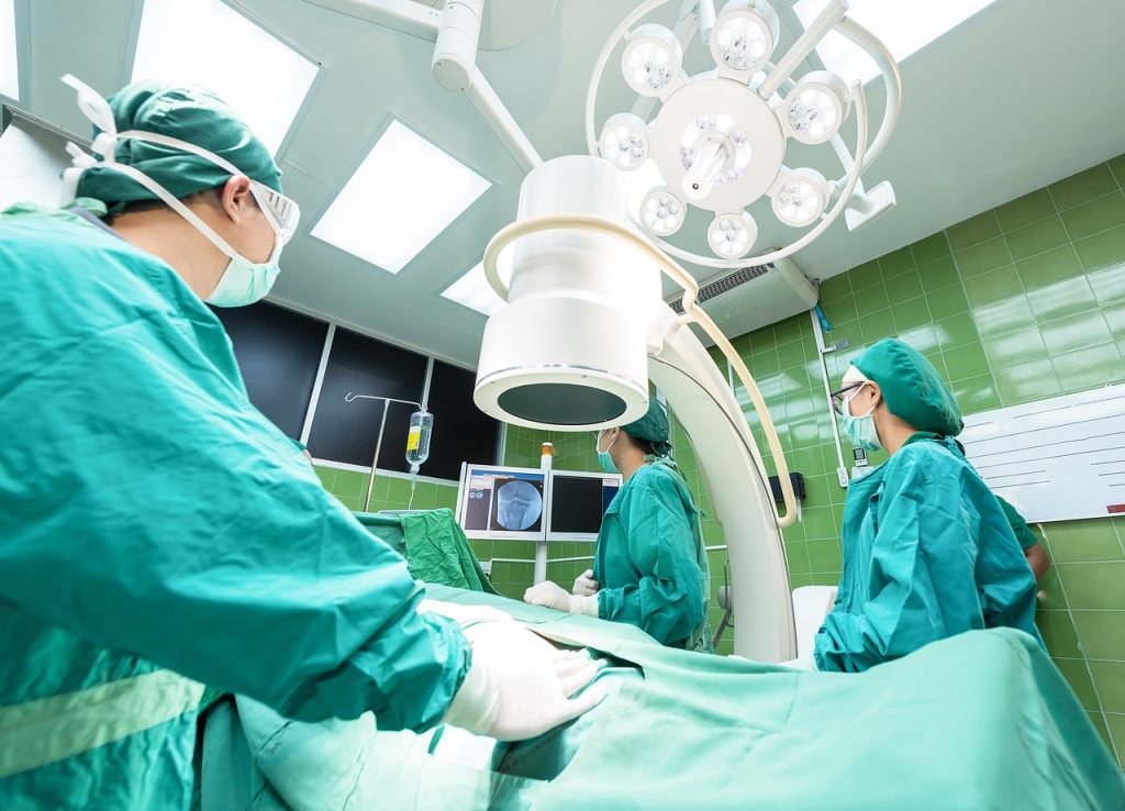 Operation on patient in operating room