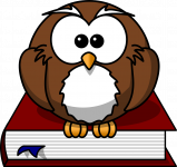 cartoon owl sitting on a book