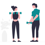 Illustration of two people lifting weights