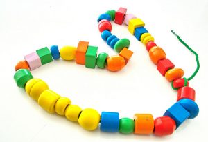 Necklace with multi-coloured beads.