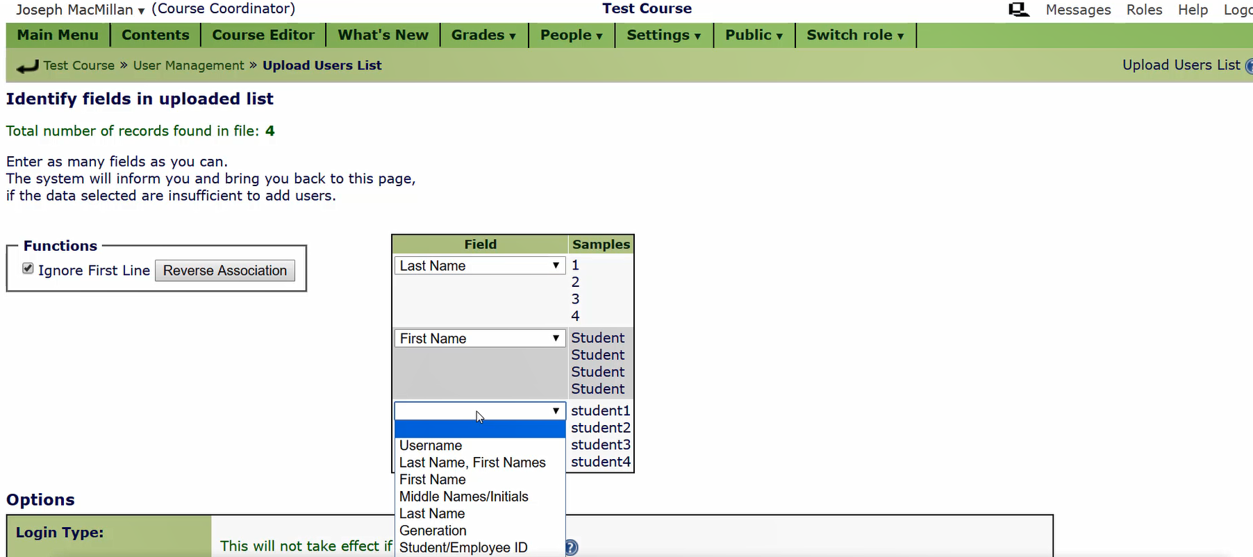 Figure 5: You can upload a CSV file with a list of students to add them to your course