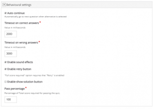 Figure 8: Applying behavioural settings