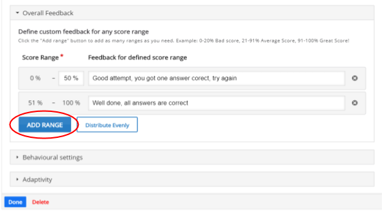 Figure 7: Customising student feedback