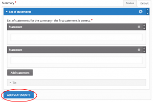 Figure 12: Customising feedback for summary tasks