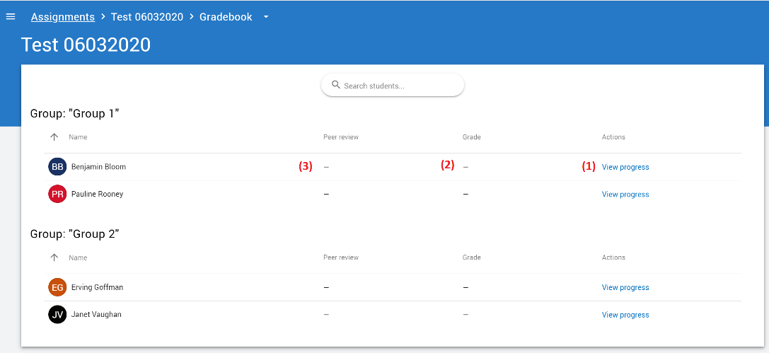 Figure 13: The Bongo Gradebook