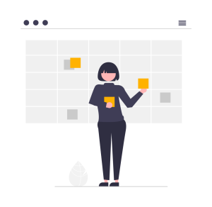 Spot illustration of a woman making a schedule
